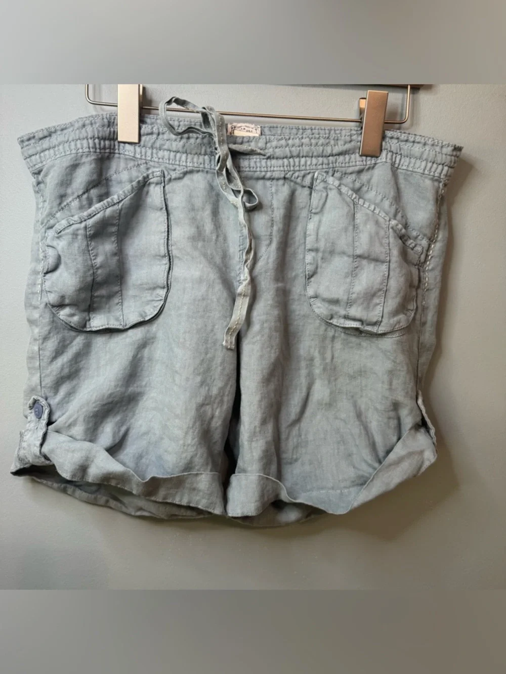Lucky Brand 100% Linen Roll Up Utility Shorts in Blue  Sz 8 / 29 - Picture 14 of 14